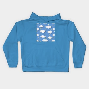 Cute Paper Clounds And Stars Colage Background Pattern Seamless Kids Hoodie